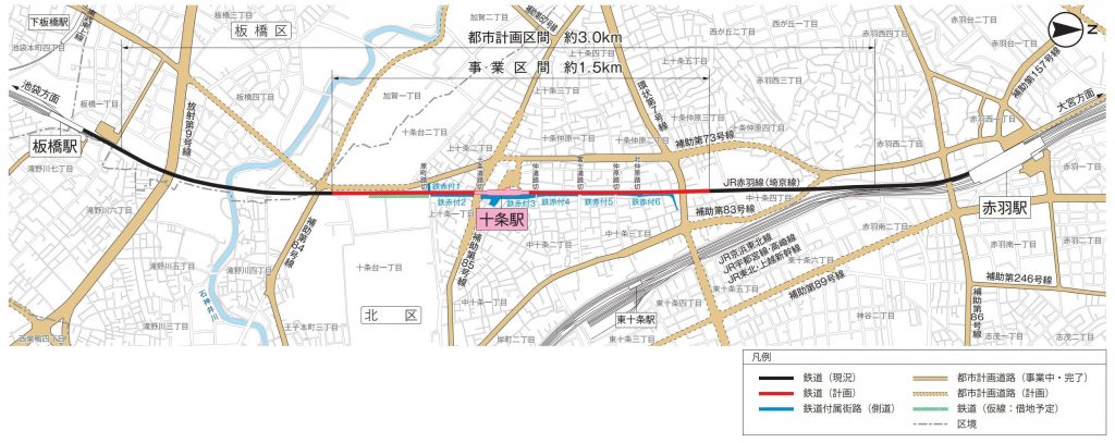 JR埼京線十条駅-連続立体交差化計画-平面図